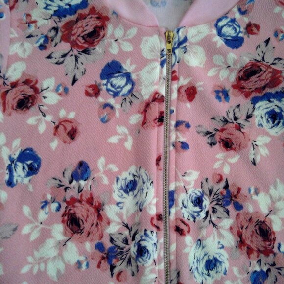 Girls floral lightweight zip up jacket - Picture 3 of 3